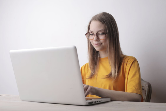 Woman looking at computer